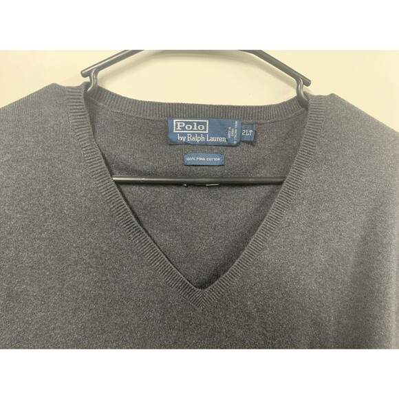 Vintage Polo Ralph Lauren 100% Pima Cotton Men’s Gray Sweater Vest 2LT - Picture 4 of 7